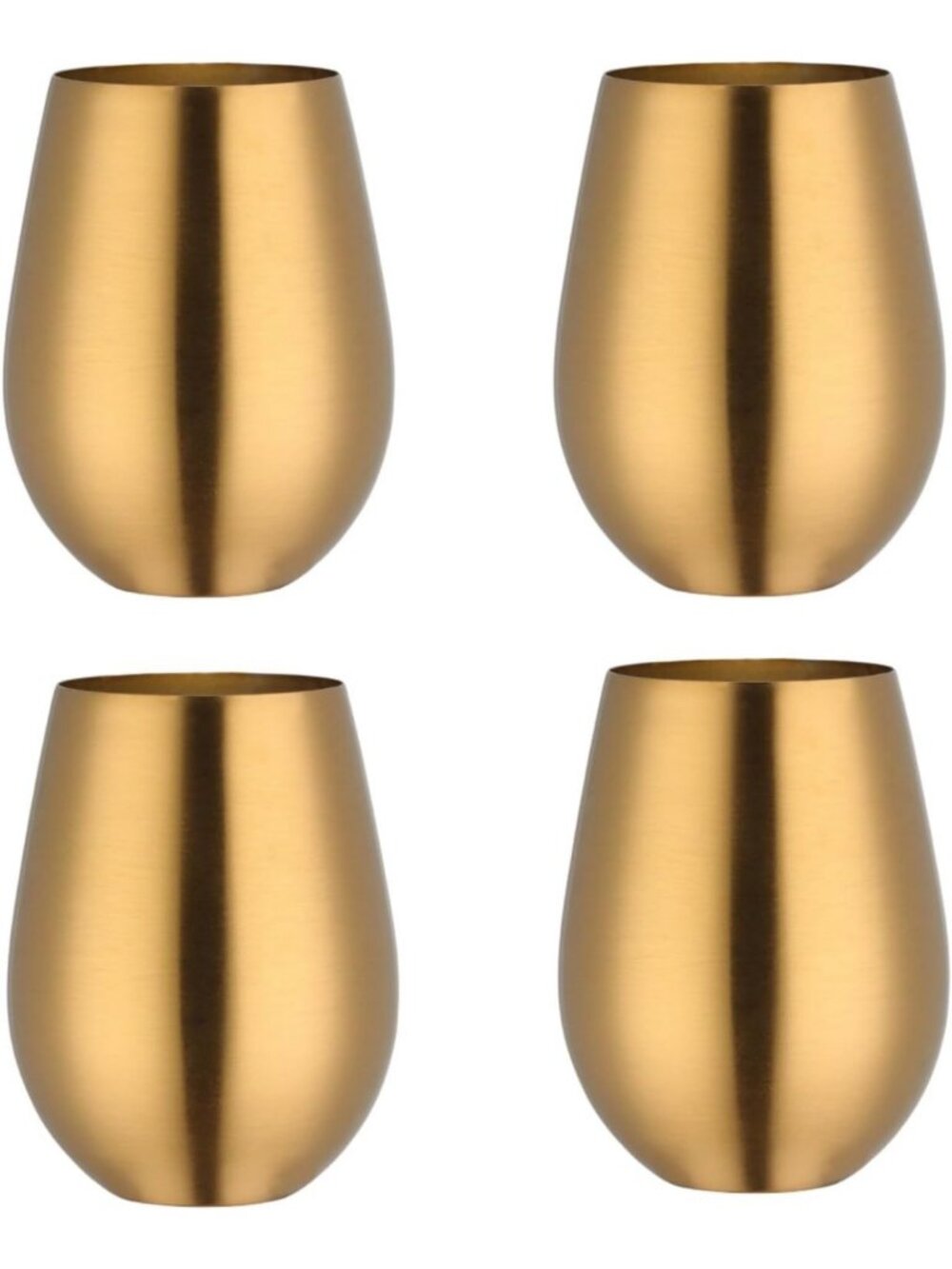 Set of 4 Stemless 17oz Stainless Steel Wine Tumblers - Dishwasher Safe, Outdoor